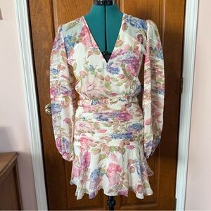 La Maison Talulah Watercolor Floral Silk mini dress S